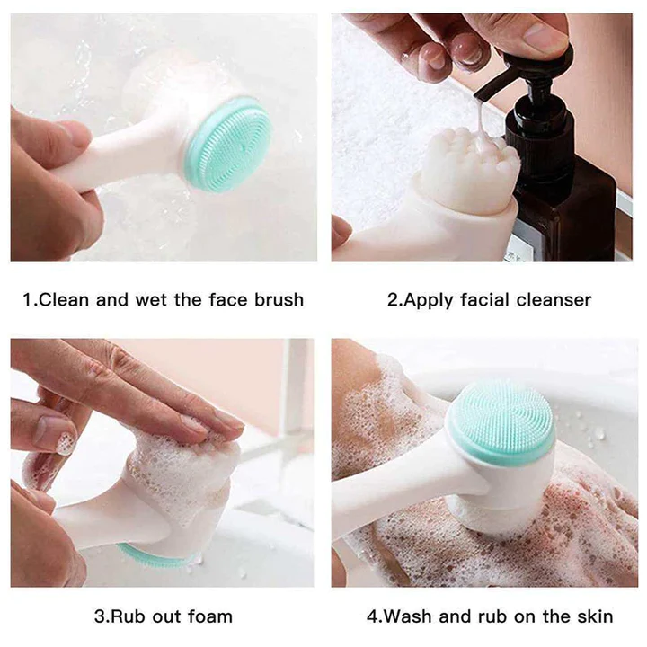 PENNELLO DETERGENTE VISO IN SILICONE DOPPIO 3D